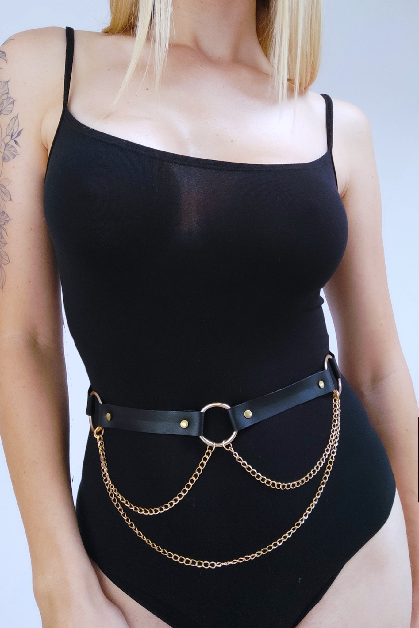Leather Waist Belt Harness with Sexy Chains No. 23