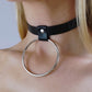 Leather Choker with Metal Ring