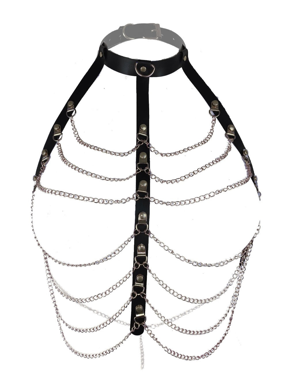 Leather Chest Harness with Sexy Chains